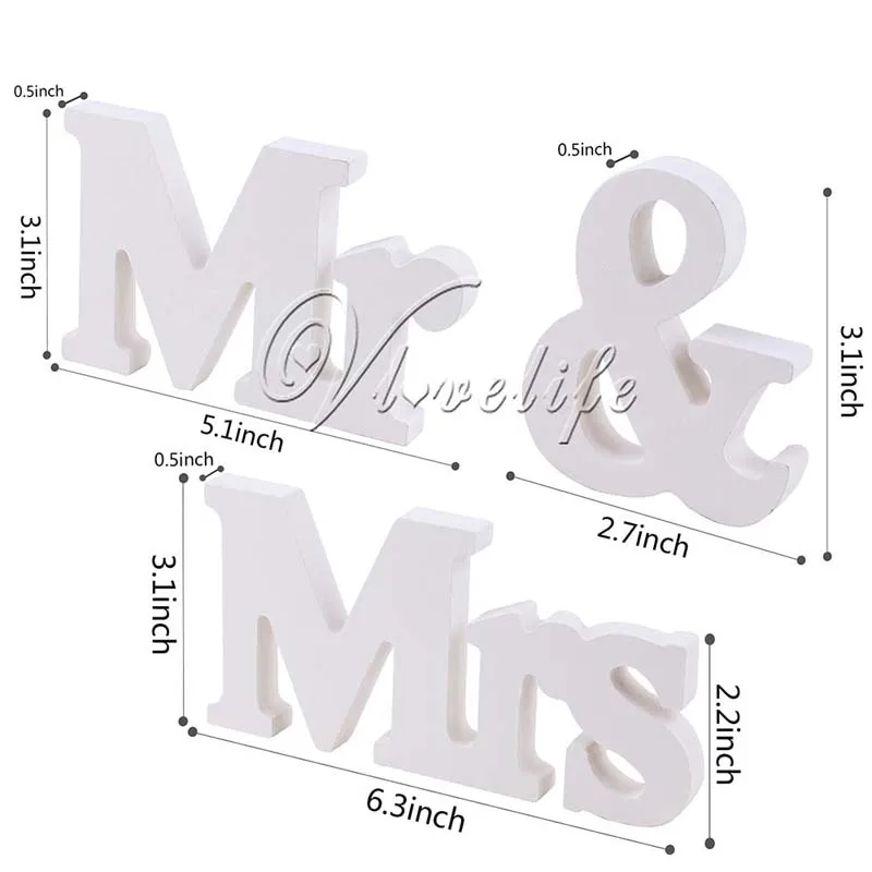Домашний декор белый цвет Mr &amp Mrs формы деревянные буквы для свадьбы украшения