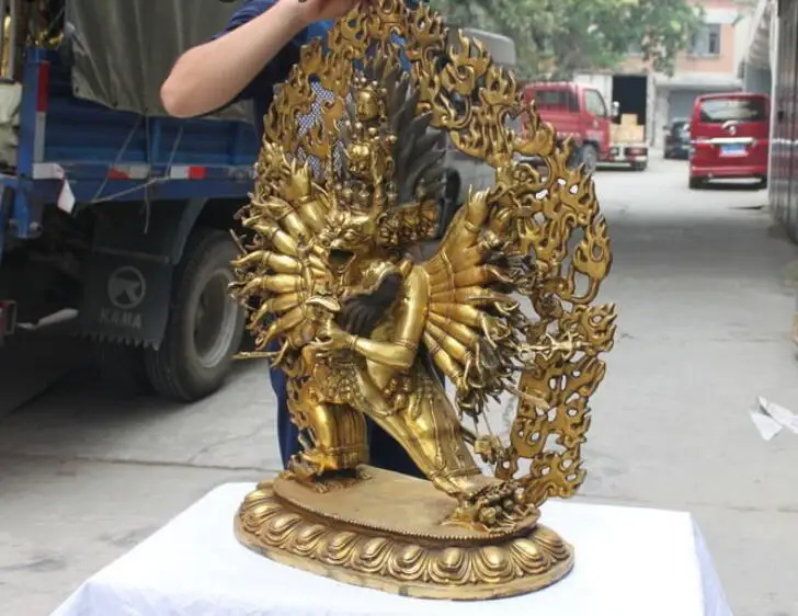 32 Tibet Folk Temple bronze copper Vajrabhairava Yamantaka Buddha Statue | Дом и сад