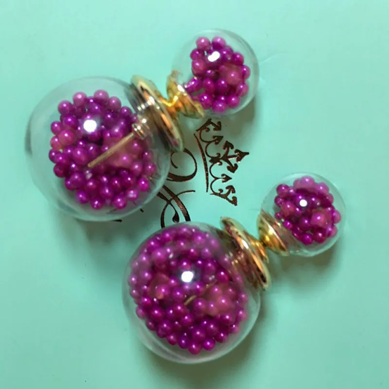 2016 корейские новые модные женские Двухсторонние серьги-гвоздики с пенными