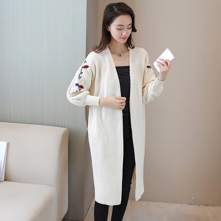 Женский длинный свитер кардиган модный Осень-зима рукав свободный толстый