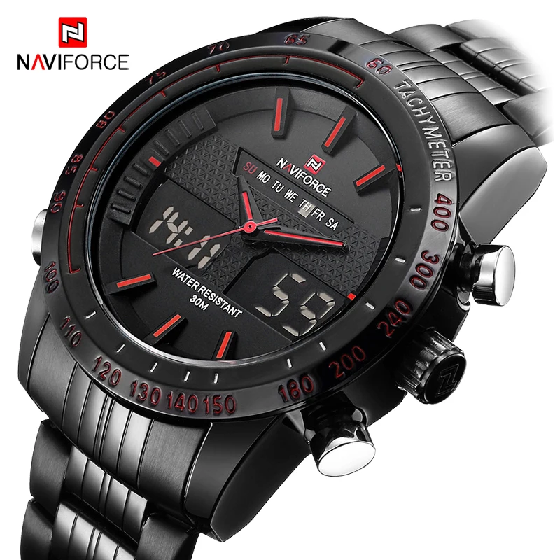 

Men's Quartz Digital Analog Clock Man Full Steel Wrist Watch Luxury Brand NAVIFORCE Men Fashion Sport Watches relogio masculino