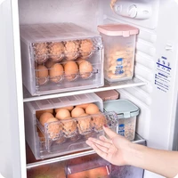 japanese transparent plastic egg storage box drawer type egg organizer kitchen rangement refrigerator anti collision egg holder
