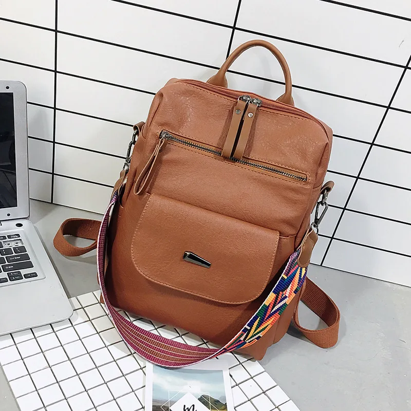 Женские рюкзаки, винтажная модная кожаная сумка Mochila, многофункциональная сумка-тоут с защитой от кражи, большая красочная сумка на плечо для путешествий