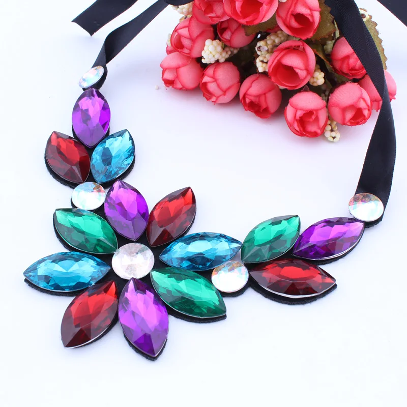 Совершенно новые стразы драгоценный камень кристалл большое ожерелье-чокер с