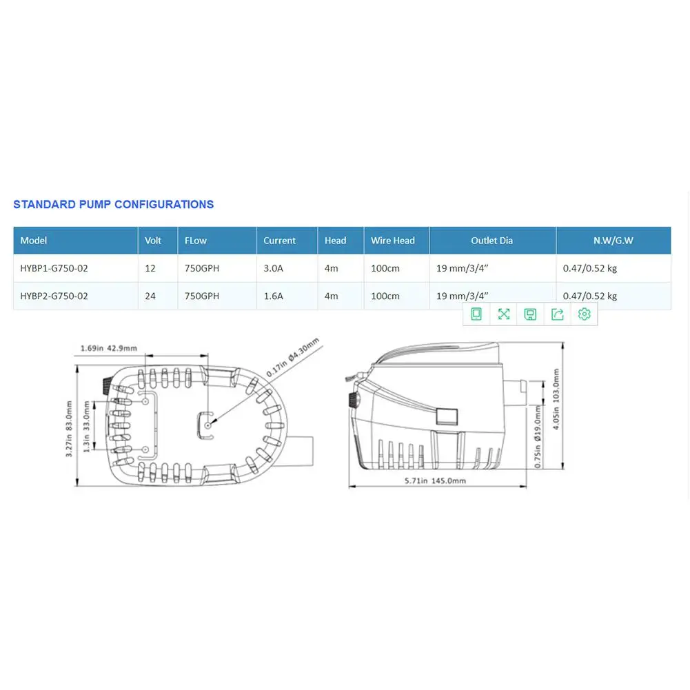 Mounchain аксессуары для плавания DC 12 V/24 V 750GPH Автоматический водяной Трюмный насос