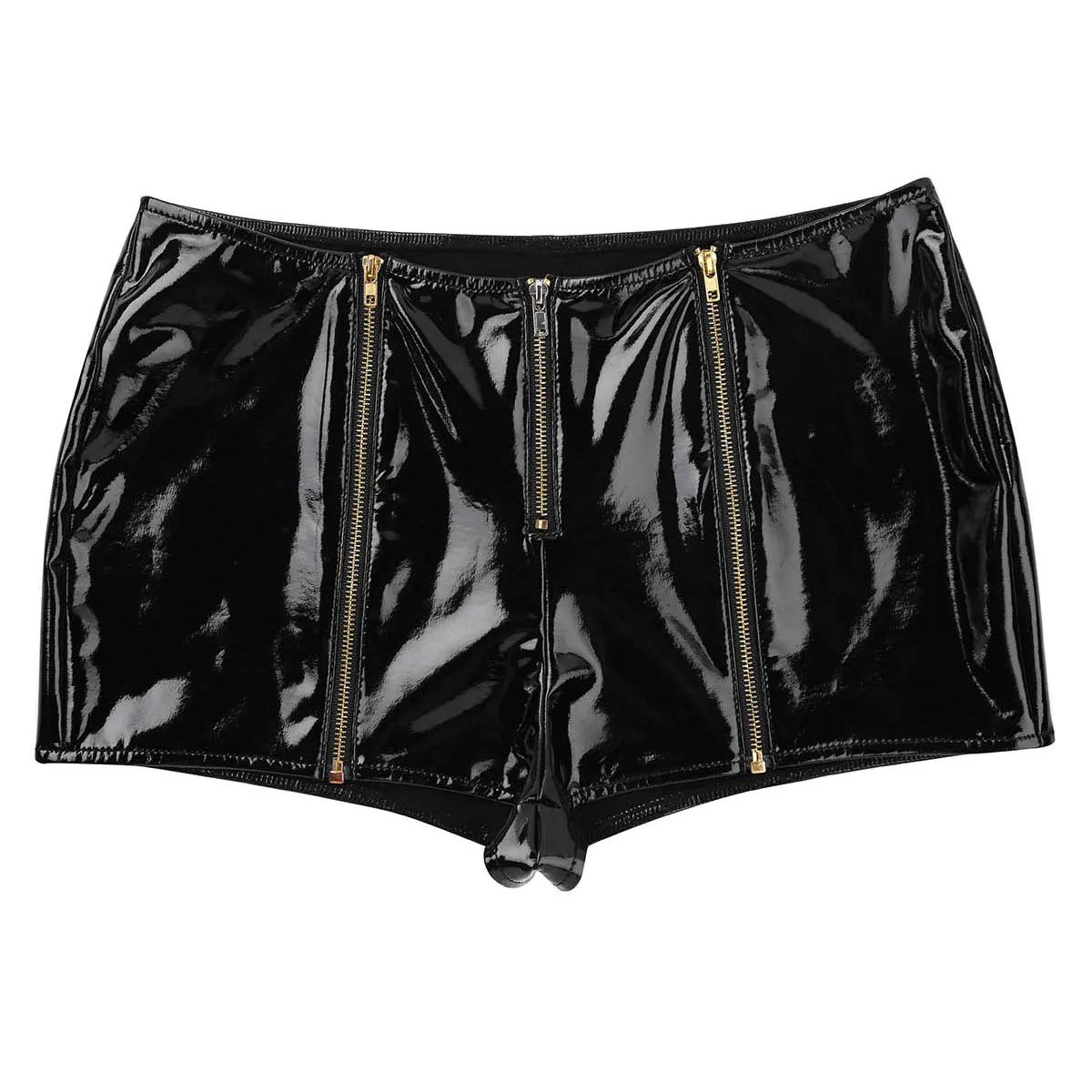 Женское нижнее белье из лакированной кожи с молнией спереди и низкой посадкой