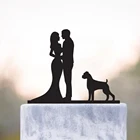 Свадебный Топпер для торта Mr и Mrs, топпер для невесты и жениха с силуэтом собаки, аксессуары для пар и боксеров