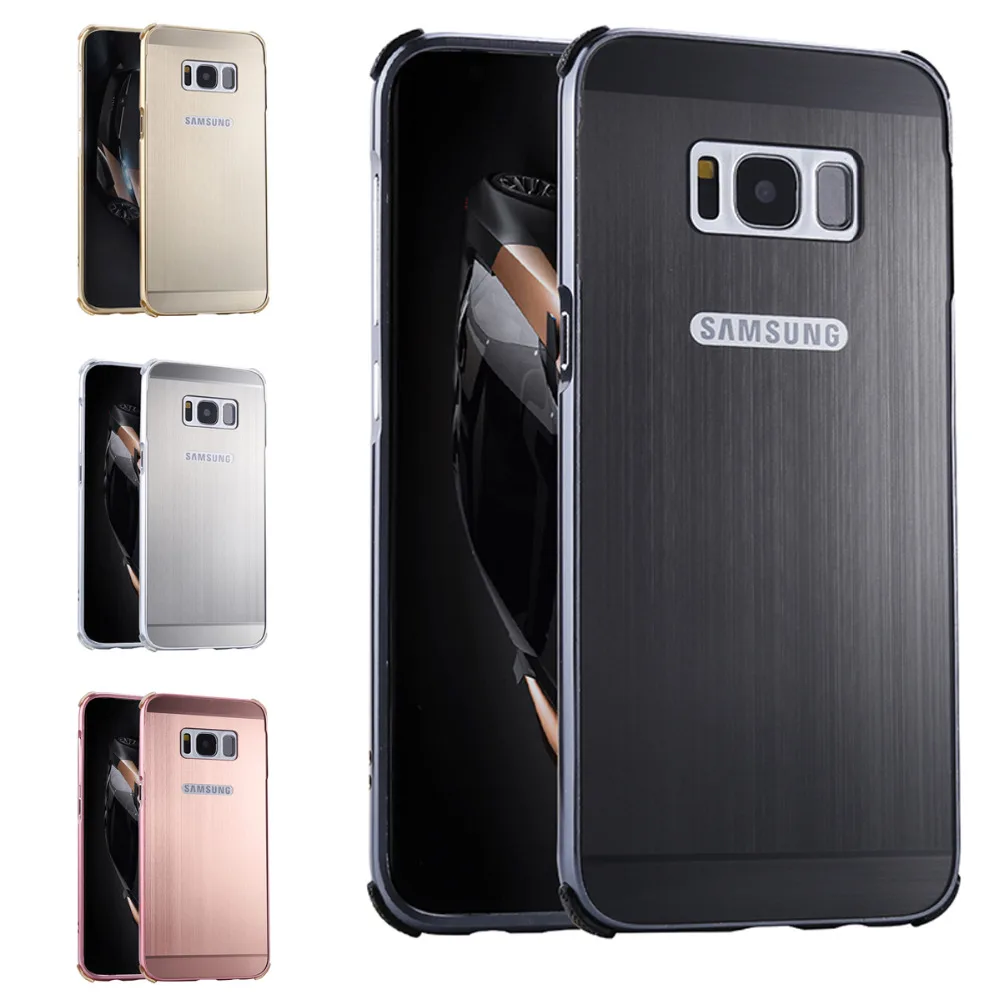 For Samsung Galaxy S8 Case Plating Metal Frame with Brushed Back Cover Hard Phone for Plus G9550 G9500 | Мобильные телефоны и