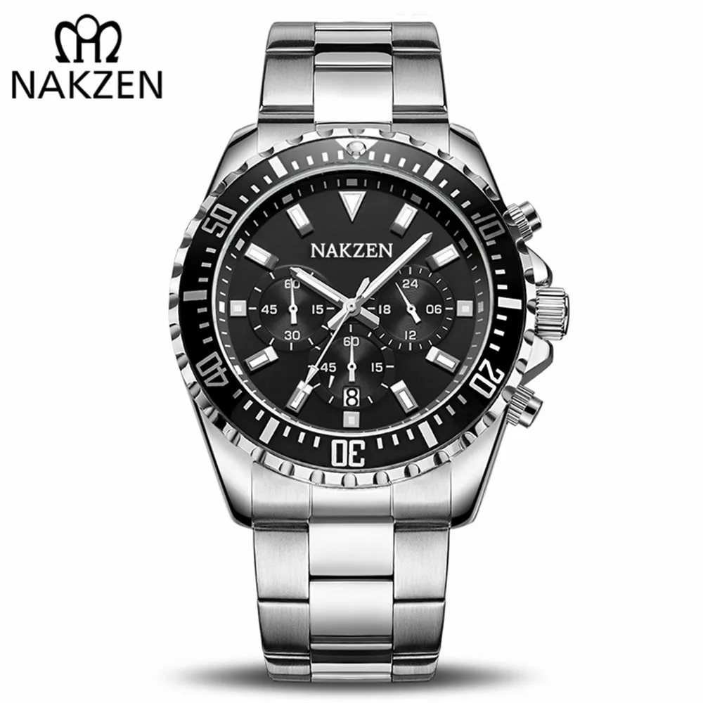 

Часы наручные NAKZEN Мужские кварцевые, деловые брендовые армейские спортивные в стиле милитари, с хронографом
