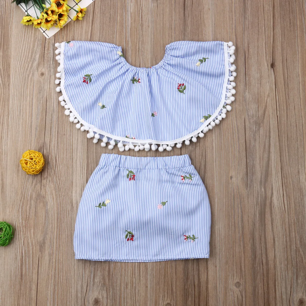 Комплекты одежды для маленьких девочек топ с воротником в виде листка лотоса и