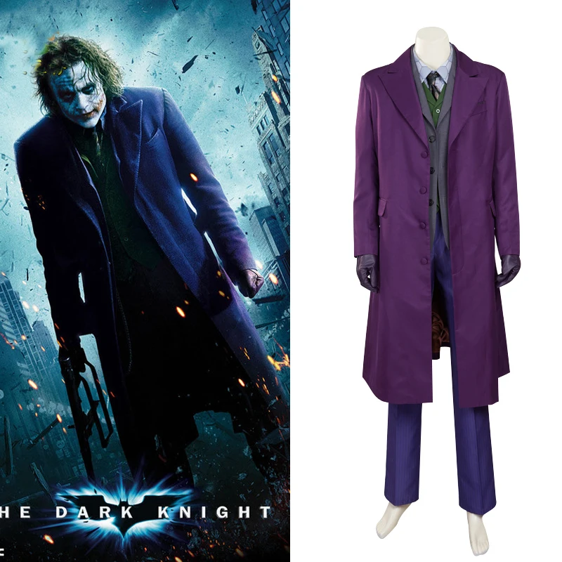 Костюм из фильма Бэтмен Темный рыцарь Косплей костюм Джокера наряд для Хэллоуина