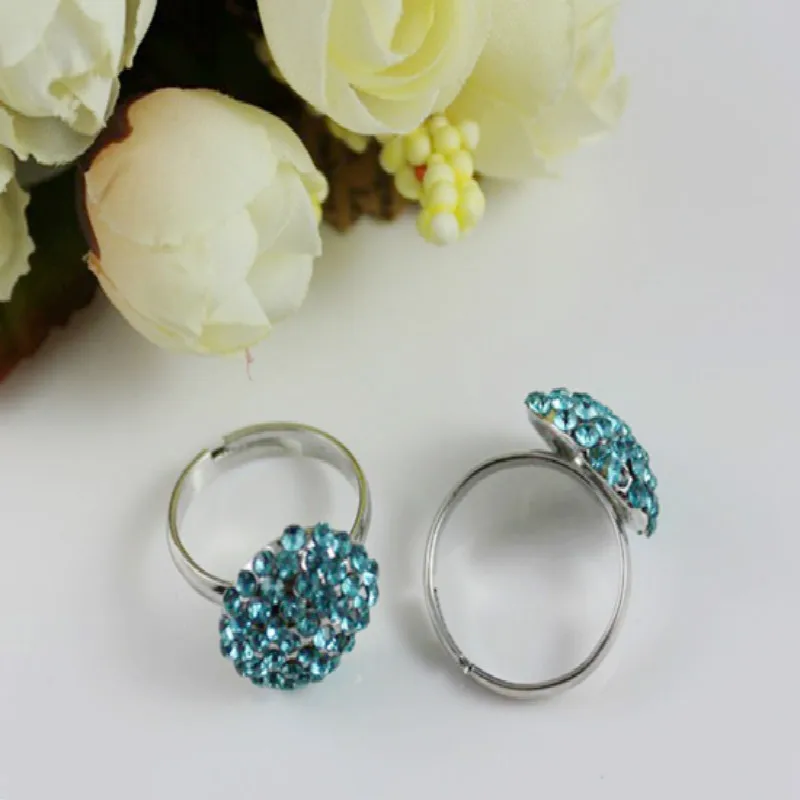 Регулируемые кольца с хрустальным шариком для женщин разноцветные полным