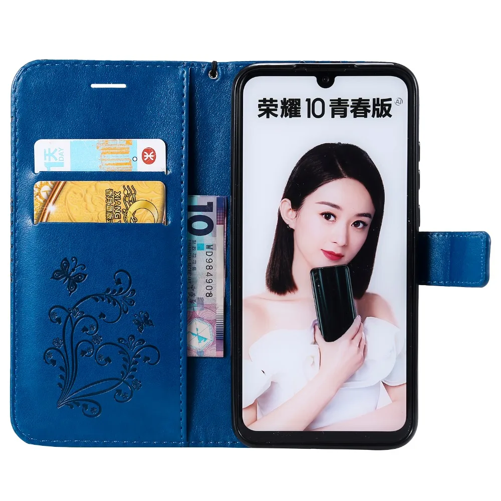 Кожаный чехол на СПС Fundas huawei Honor 10 lite чехол для Coque huawei Honor 9 lite чехол Бабочка Флип Бумажник телефон сумка оболочка