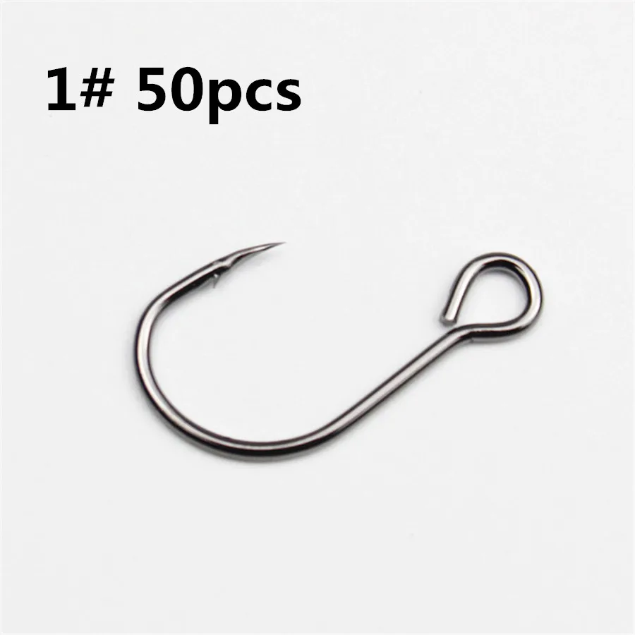 dayangou 1 Swolfy50pcs для рыболовной приманки, запасной крючок, одиночные рыболовные крючки, встроенный крючок, большой глаз, размер 1 2 4 6 8 1/0 2/0, острая Высокоуглеродистая сталь - Цвет: dayangou 1