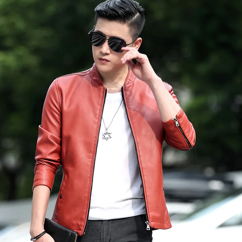 

COCO 2020 new spring PU leather men's self-cultivation youth handsome leather jacket