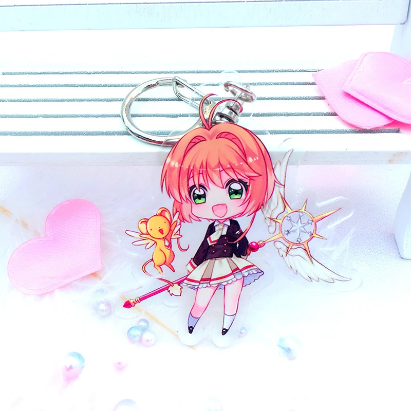 Аниме Cardcaptor Брелок «Сакура» Kawaii мультфильм брелки двухсторонний кулон брелок
