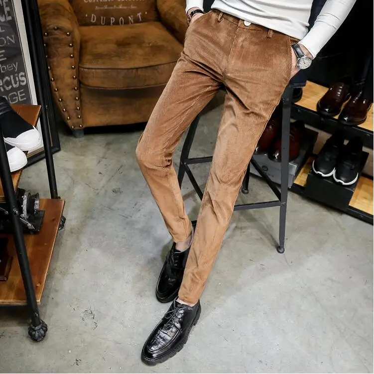2018 Фирменная Новинка Британский Стиль Вельвет мужчин Брюки для девочек