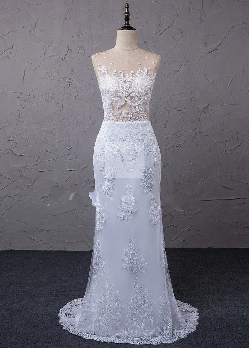 

Vestido de Noiva See-through Bodice 2 in 1 Mermaid Wedding Dresses with Detachable Skirt Abito da sposa Lace Appliques Boda