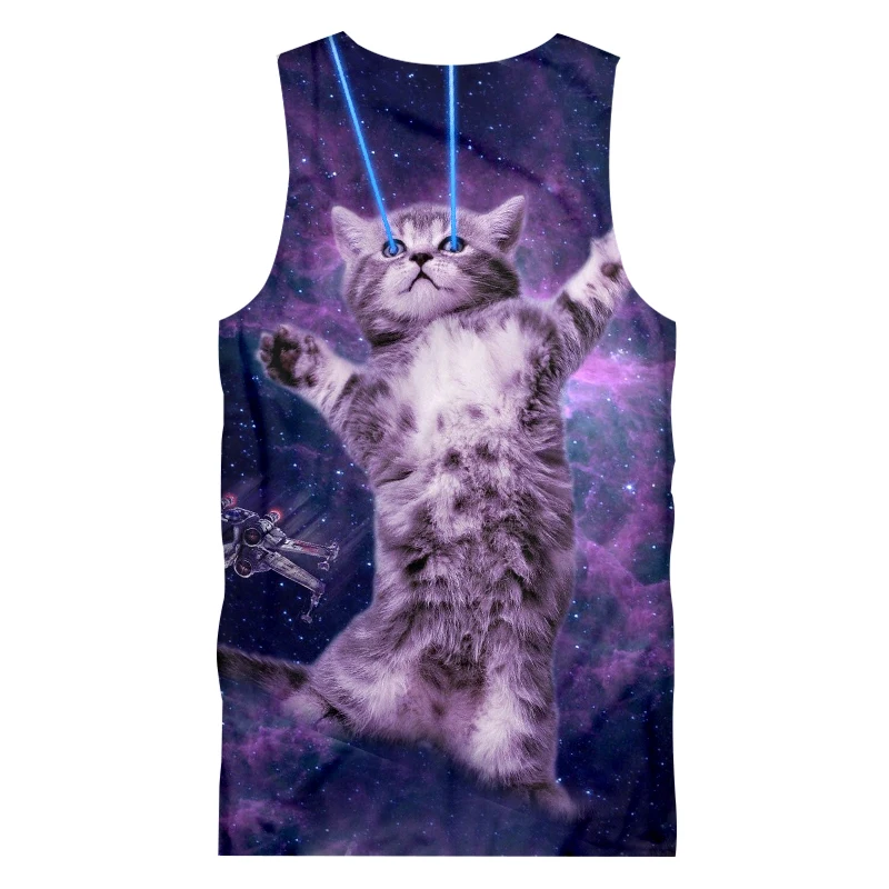 Топ OGKB Мужской без рукавов фиолетовый топ с объемным принтом Галактики майка в