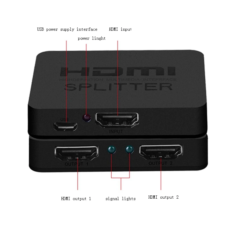 HDCP 4K HDMI Splitter Full HD 1080p Video Switch Switcher 1X2 Split 1 in 2 Out Amplifier Dual Display Drop shipping | Электроника