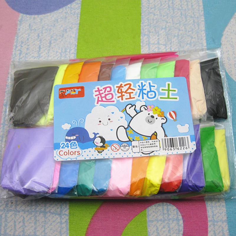 24 шт./компл. полимерная легкая глина пластилин Воздушная сухая мягкая пластина