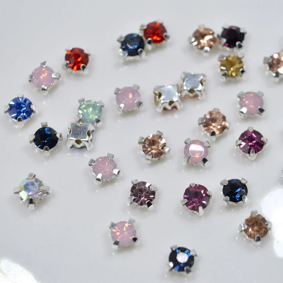 Random mixed 200pcs Anzun 100 шт/200 шт 4 мм ss16 Стекло цепочки с кристаллами с серебрянной акантовкой, стразы прозрачный кристалл AB пришить коготь из горного хрусталя аксессуары для шитья - Цвет: Random mixed 200pcs