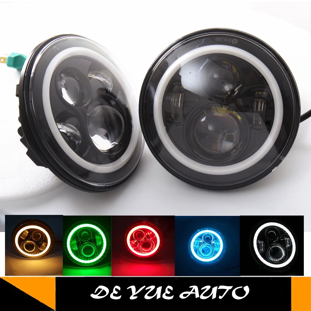 7 &quotLED H4 Halo Фары с до H13 адаптер для ваз 2101 дюймов светодиодные фары янтарным