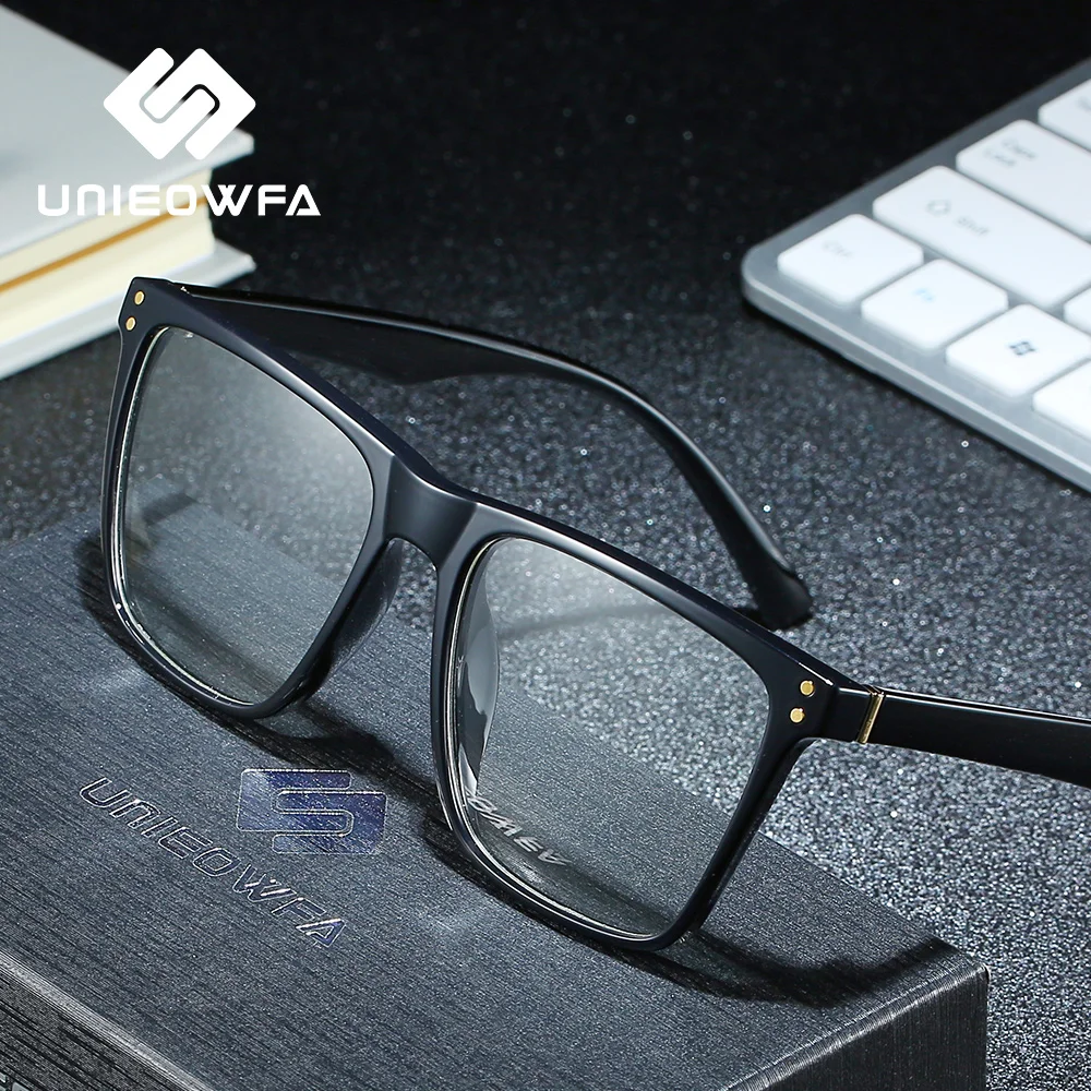 UNIEOWFA, квадратная Ретро оправа для очков по рецепту, мужские прозрачные очки, оправа для очков, оптические очки для близорукости, оправа для очков