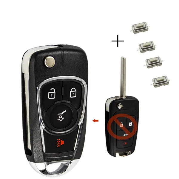 4 Button with Switch OkeyTech корпус для автомобильного ключа для Opel модифицированный переключатель ключа Uncut заготовка HU100 лезвие для Chevrolet Cruze Buick Замена 2/3/4/5 Кнопка - Цвет: 4 Button with Switch