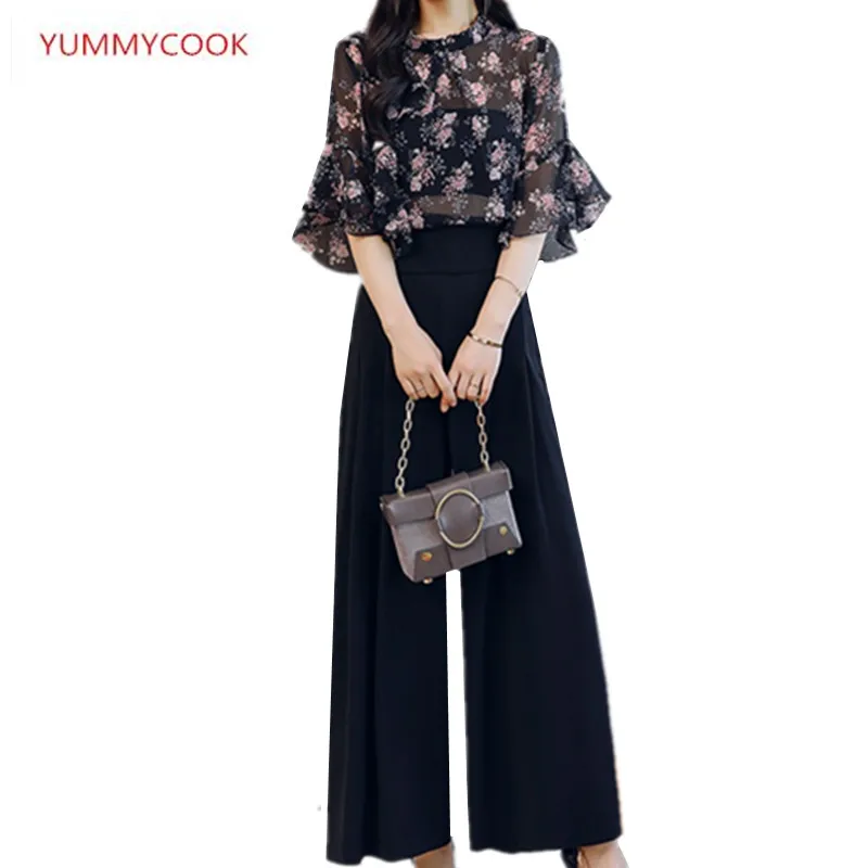 YUMMYCOOK2018 Летняя мода пять рукава шифоновый топ + свободные Чистый Цвет шифон