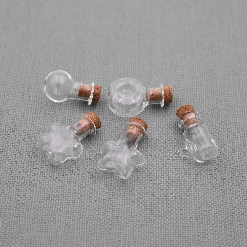 Мини стеклянная бутылка с подвеской 5 штук духи пробкой сосуд для эфирных масел