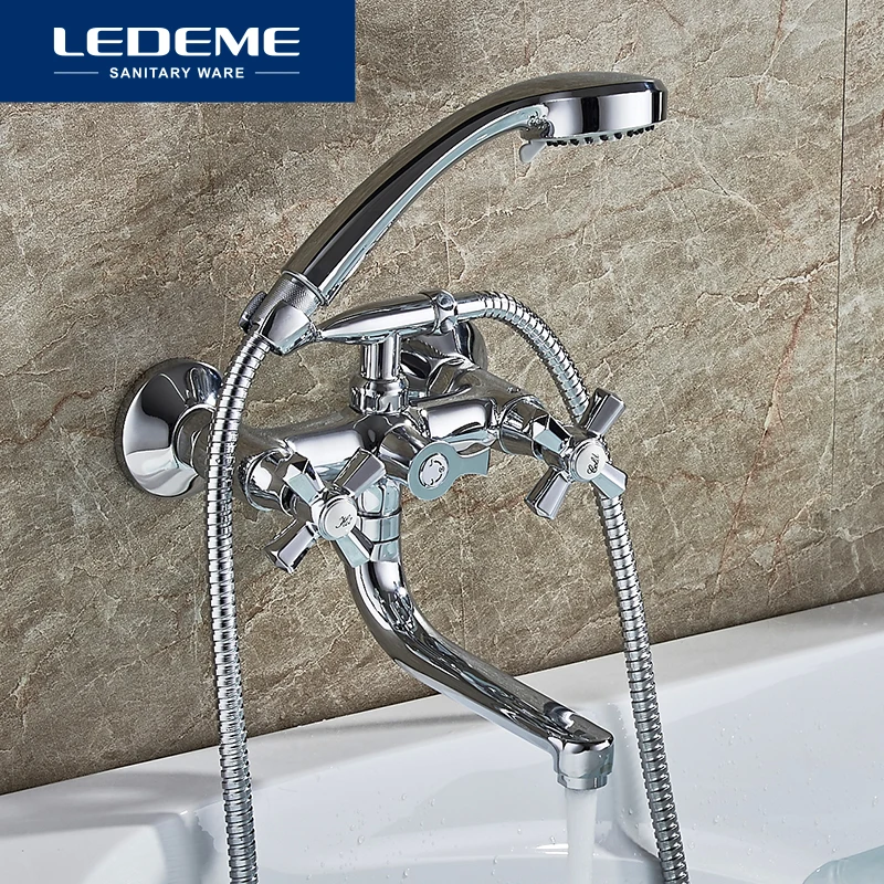 LEDEME Смеситель для ванны с коротким изливом латунь Цвет: хром L3190 | Обустройство