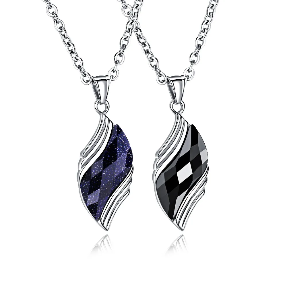 1 шт. Мужская подвеска из титановой стали с голубым песочным камнем|Ожерелья