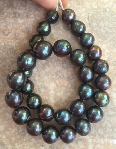 Женское ожерелье с барочным черным и зеленым жемчугом 12-13 мм 18 дюймов 925s - купить