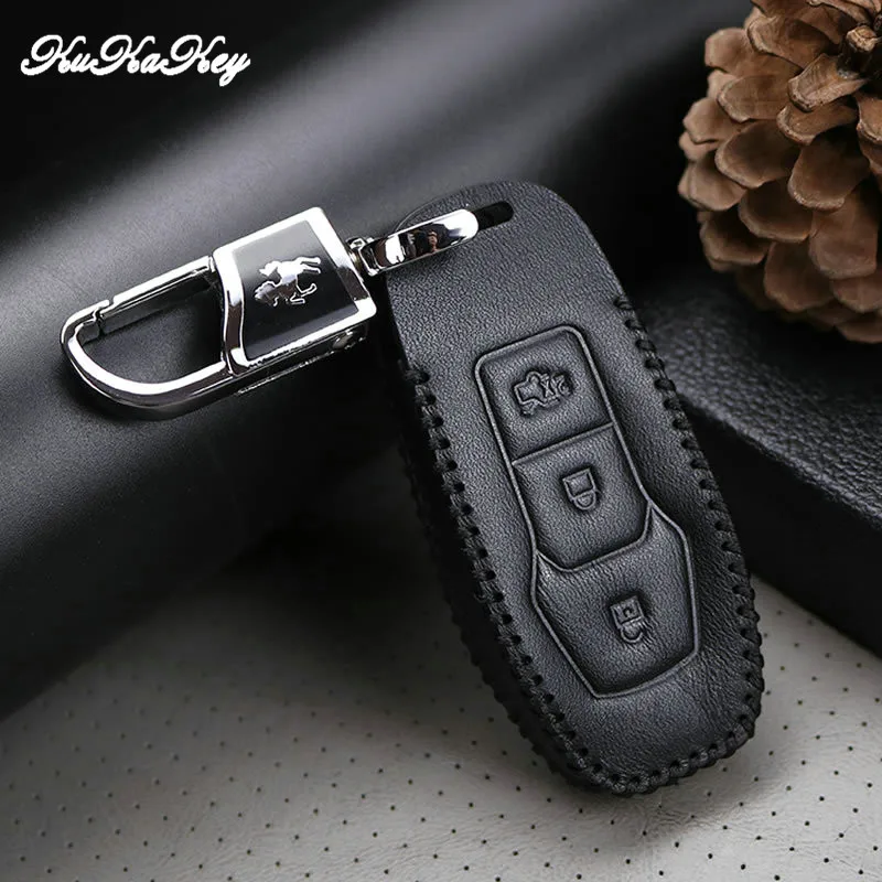 Kukakey кожаный чехол для ключей автомобиля брелок аксессуары Ford aurus EcoBoost Explorer 2012 2014