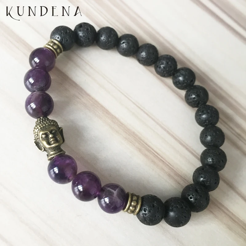 

8MM Lava Rock & Amethysts Quartz Beaded Healing Wrist Payer beads Mala Bracelet Yoga Meditation bracelet wrists For Men