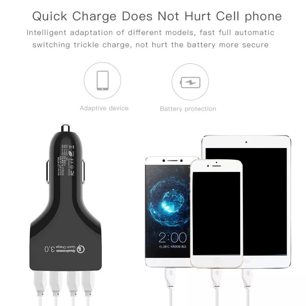 4 порта USB Автомобильное зарядное устройство прикуриватель адаптер гнездо