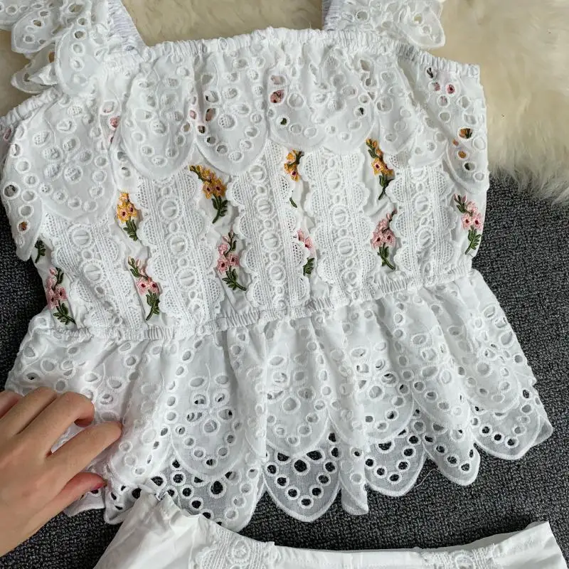 2019 Новый Модный женский комплект из двух предметов водорастворимый кружевной