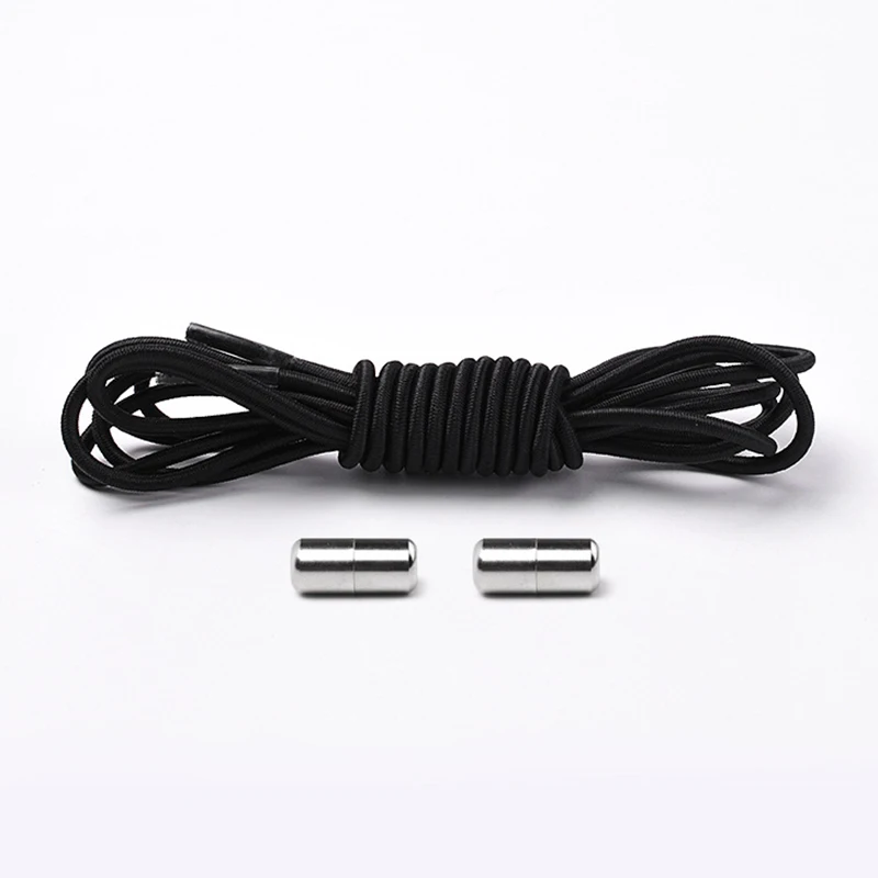 Black 1pair 1 пара эластичных запирающих шнурков, круглые шнурки без завязок, шнурки для обуви для детей и взрослых, цветные спортивные ленивые кроссовки, шнурки для обуви, шнурки - Цвет: Black 1pair