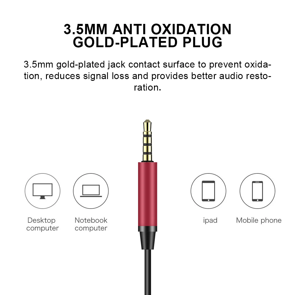 UP04 06 новые наушники с динамическими басами HIFI красные для мобильного телефона