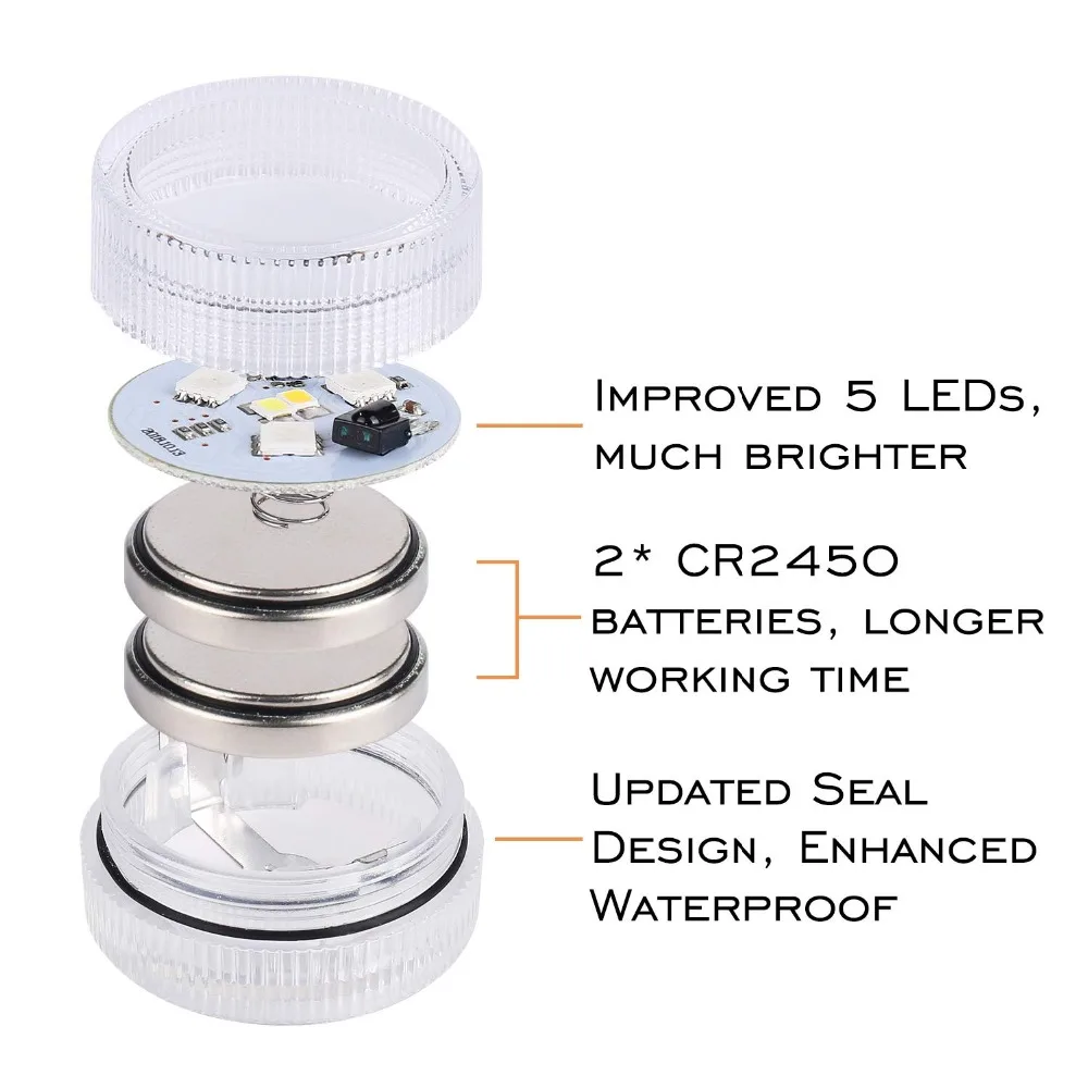 Погружной светильник RGB с 5 Светодиодами работающий от аккумулятора для