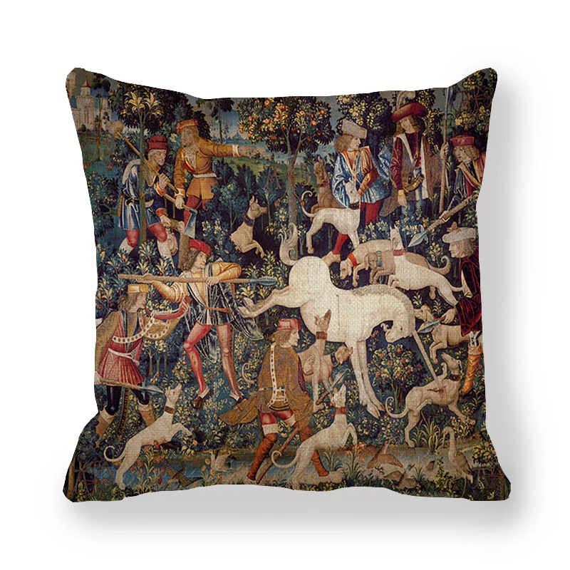 45cm*45cm medieval greyhound and Royal Hunt linen/cotton throw pillow covers couch cushion cover home decor pillow