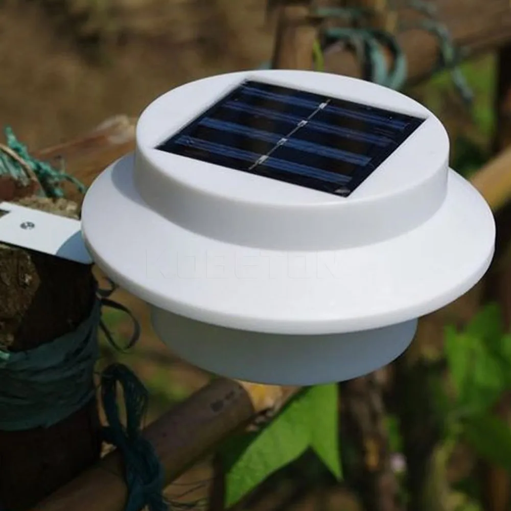 Теплый белый свет 3 светодиода Солнечная лампа светильник для желоба забора сада