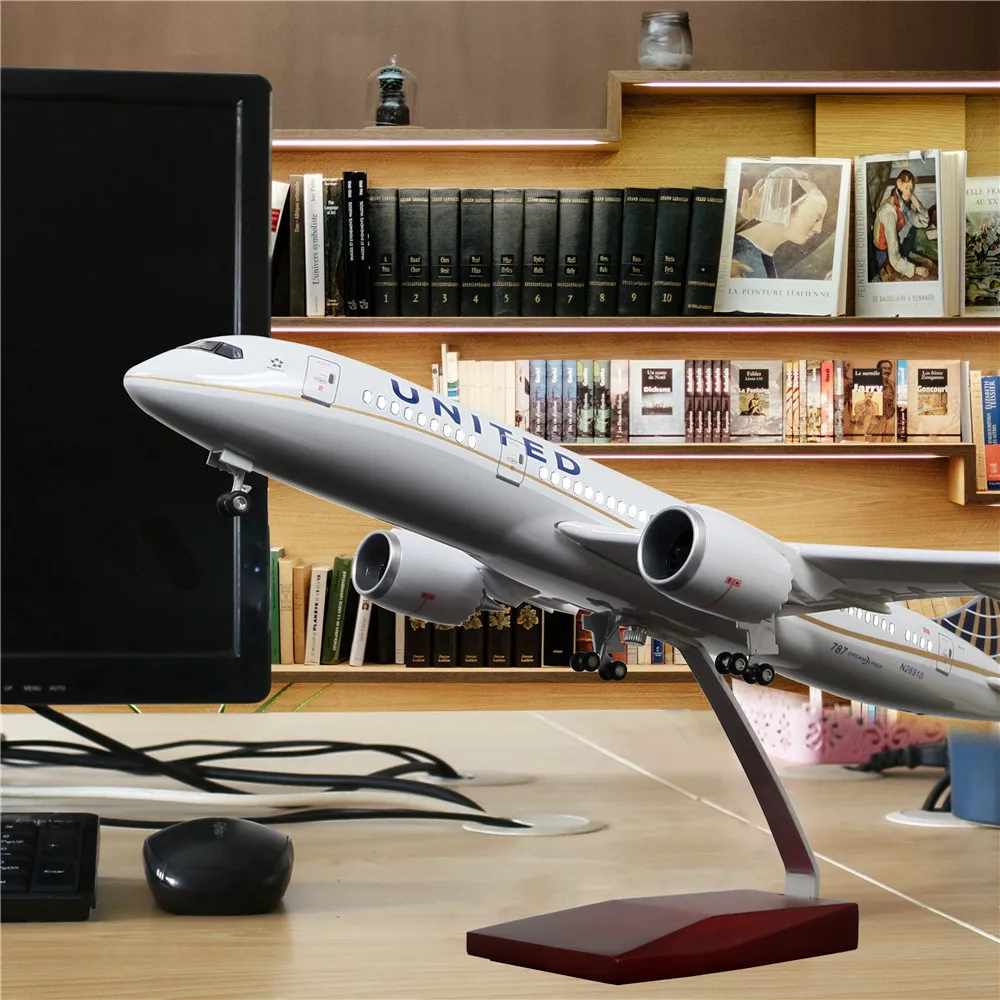 46 см 1: 130 литой под давлением самолет модель Юнайтед AirlinesAirbus B787 со светодиодной