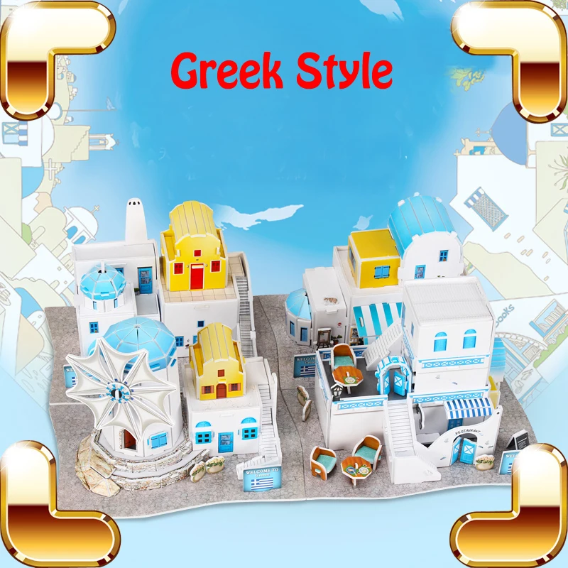 

New Year Gift Greek Style 3D Puzzles Model Building Educational Toys DIY Game Structure Easy Assemble Handmade Family Kids Fun
