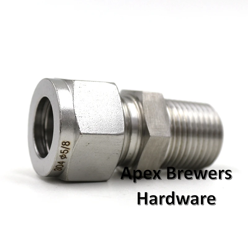 Нержавеющая 5/8 &quotComp. x 1/2&quot Мужской NPT пивоваренный Компрессионный фитинг