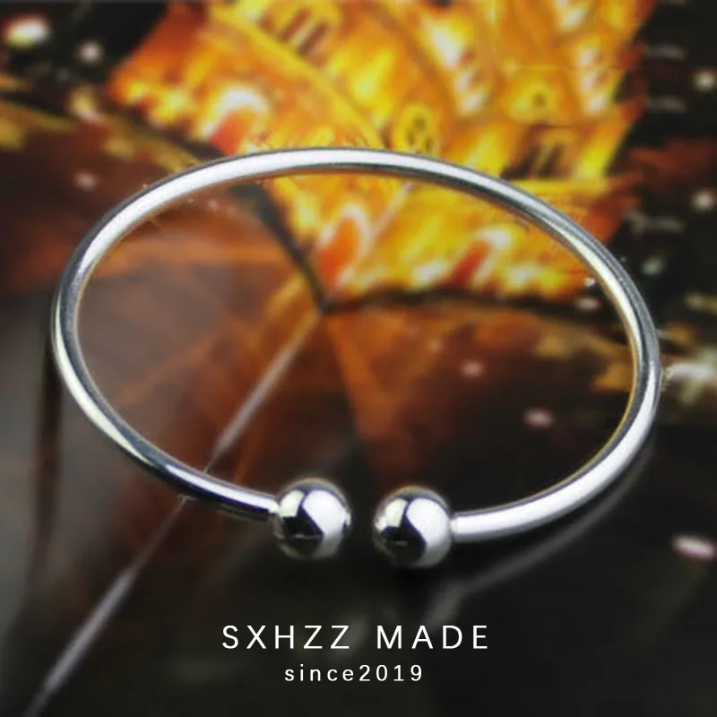 SXHZZ цельное серебро 925 пробы, Регулируемый классический браслет с двумя шариками, ювелирные изделия для женщин, высокое качество, универсальные аксессуары, ювелирные изделия