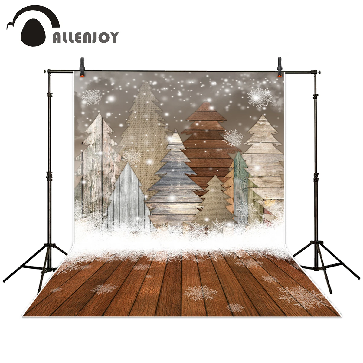 Фон Allenjoy для фотостудии Рождественская деревянная елка боке снег детский фон