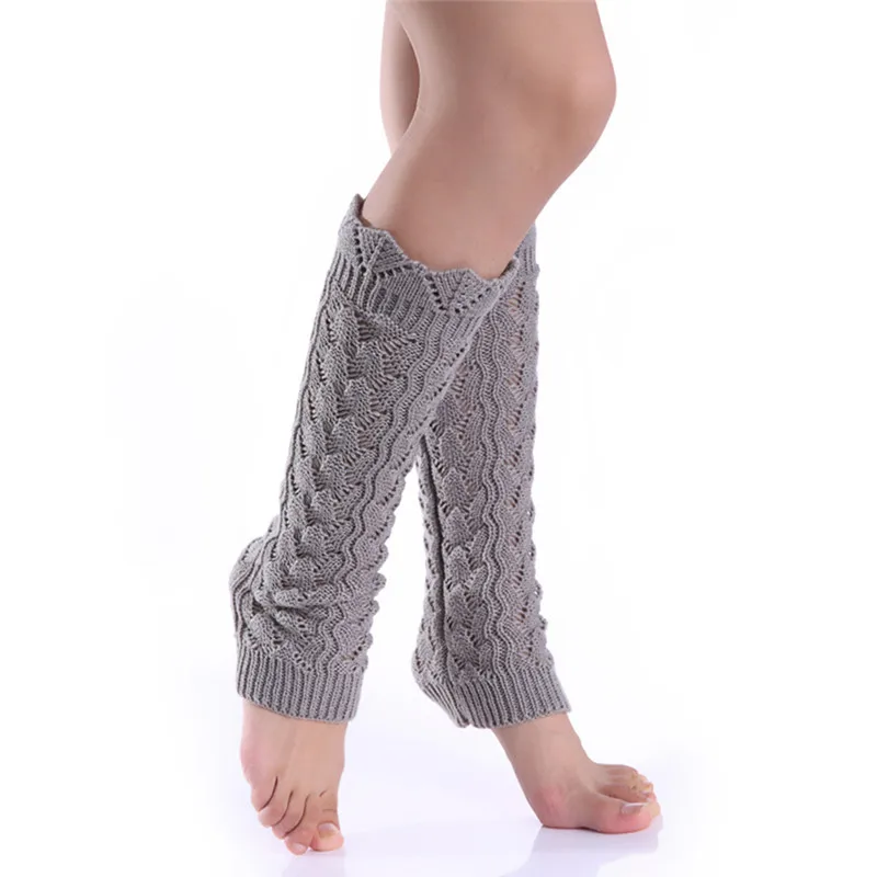 light grey Модные женские туфли трикотажные носки вязаный крючком ботинки с высоким голенищем носки Высокое качество Повседневное Для женщин теплые зимние классические Вязание гетры - Цвет: light grey