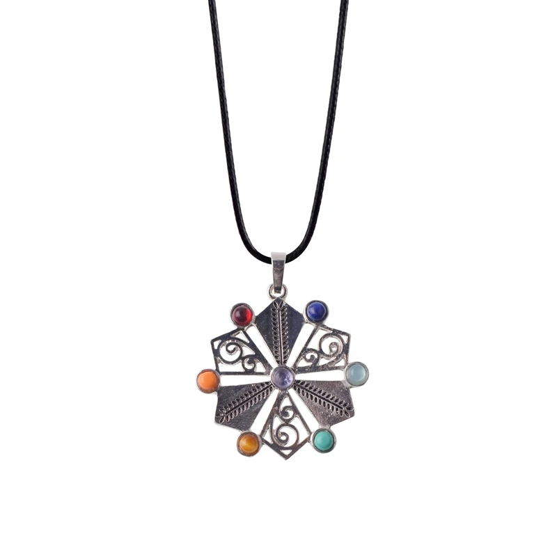 

Pendant & Necklace Silver Color Stainless Steel Men Chain Jewelry Gifts Vintage Constellation Matrix Star Chakras Lol